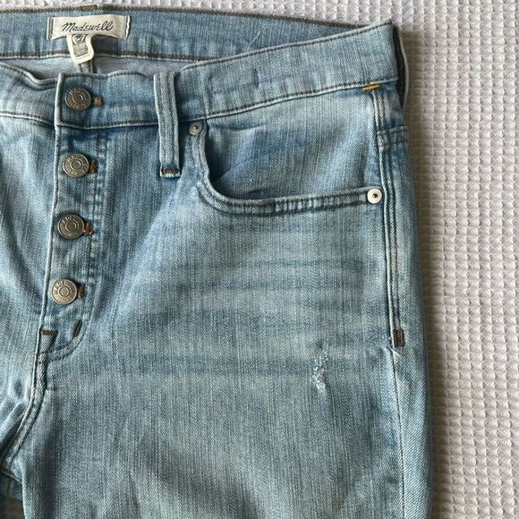 Madewell High Rise High Waist  Light Rinse Button Front  Skinny Jeans sz 31 - Picture 11 of 13